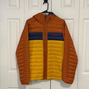 Cotopaxi Men's Orange, Yellow, and Blue Puffer Jacket